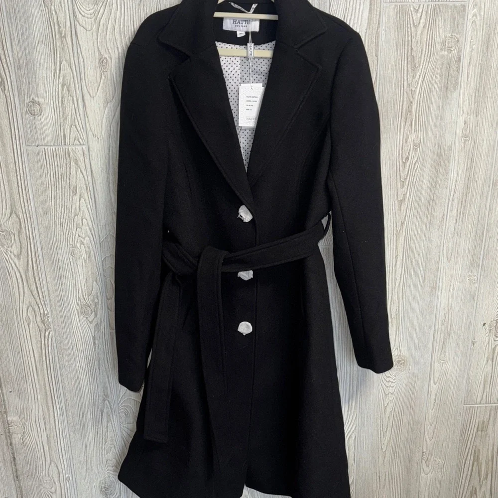 Haute Edition Black Wool Trench Coat